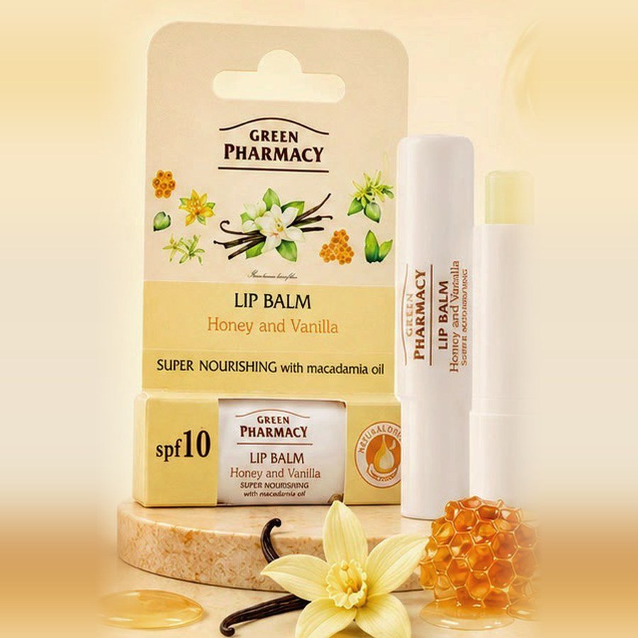 Baume à lèvres Green Pharmacy Miel et Vanille à l’huile de macadamia, SPF 10